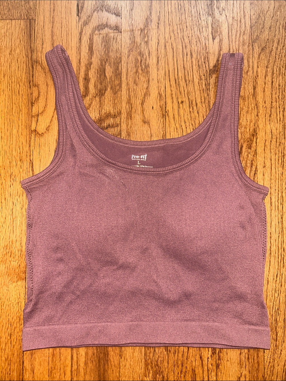Pro-Fit Mauve Ribbed Padded Crop Tank Large